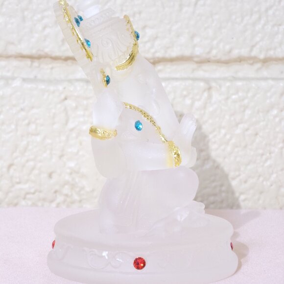 GANESH CLEAR GLAZE CRYSTAL STATUE-Bejeweled Resin Stone-4.5 in Figurine-Success - Picture 5 of 16
